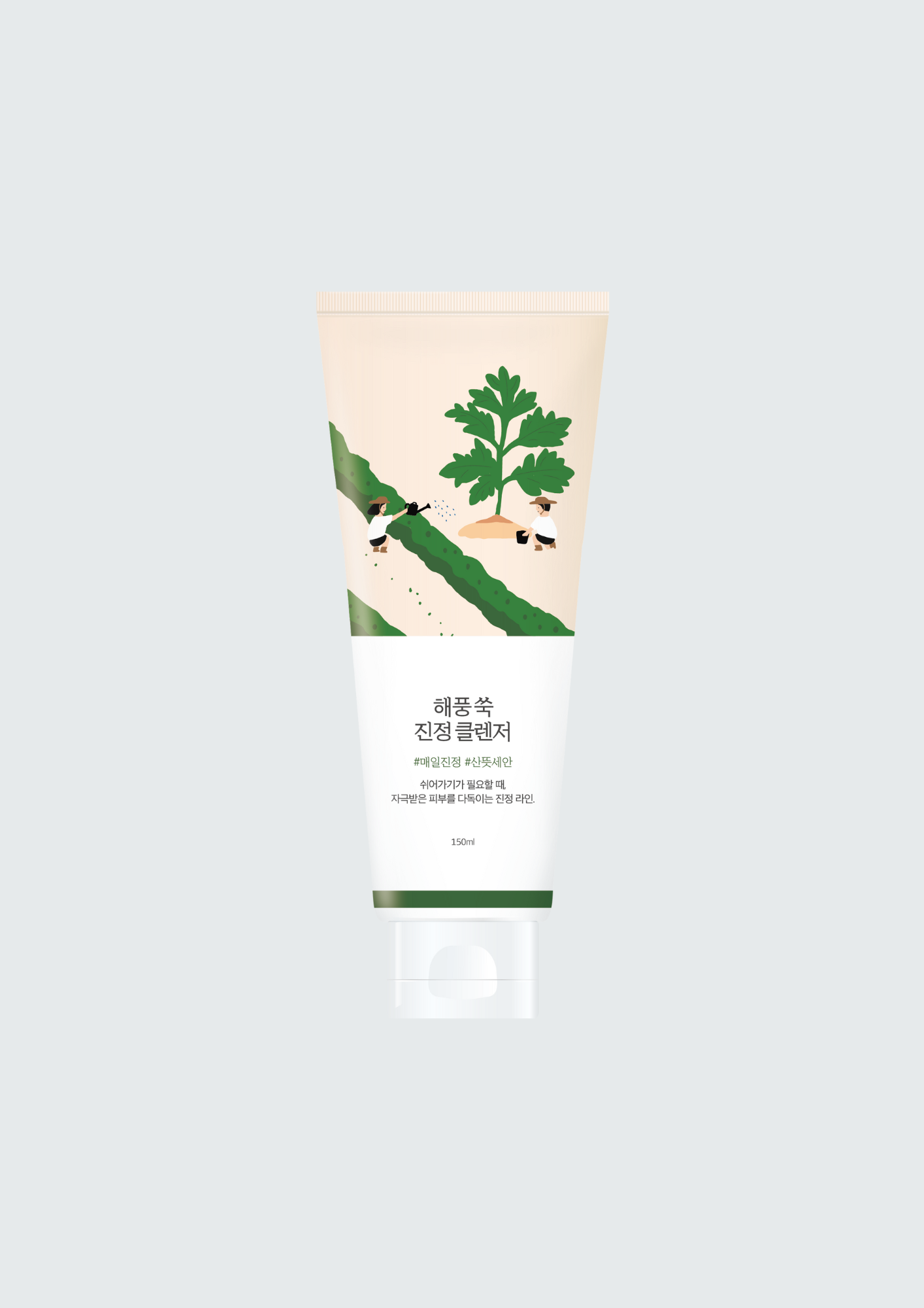 Заспокійлива пінка для вмивання з морським полином ROUND LAB Mugwort Calming Cleanser - 150 мл